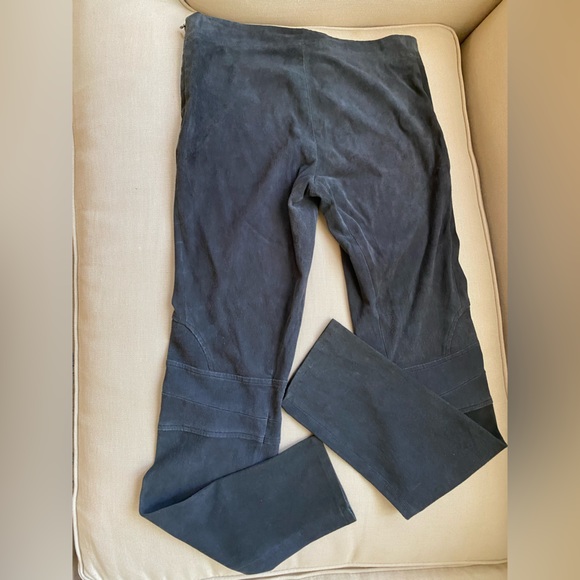 THE ROW SIZE LARGE SUEDE MOTO LEGGINGS METAL GREY - Picture 2 of 4